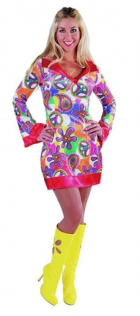 Hippiekleid 70er Fun Partykostm groe Gren Damenkostm Schlagerfest