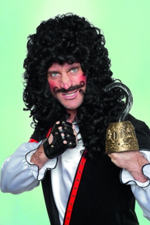 Hook Herrenpercke mit Kinnbart und Schnurrbart Faschingsset Lockenpercke