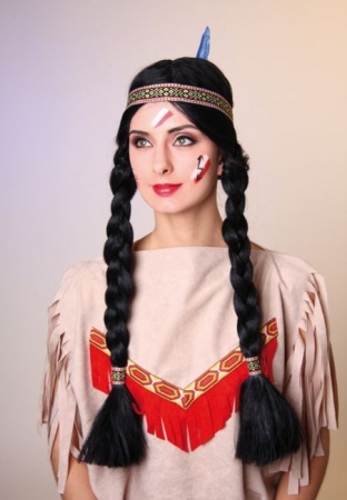 Zopfpercke Indianerin Faschingspercke Squaw Kostmpercke Damenpercke